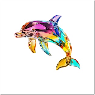 Colourful Crystal Glass Dolphin Figurine Posters and Art